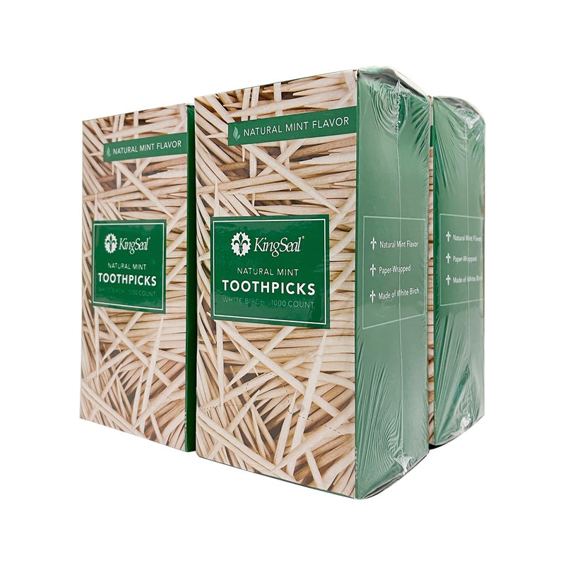 KingSeal 4,000 Count | KingSeal Individually Paper Wrapped MINT Flavored Birch Toothpicks, Eco-Friendly and Compostable, 2.5", Bulk Pack - 4 Boxes x 1000 - Image 2